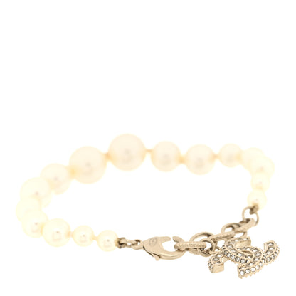 Chanel Graduated Pearl Crystal CC Bracelet Gold 1 of 5