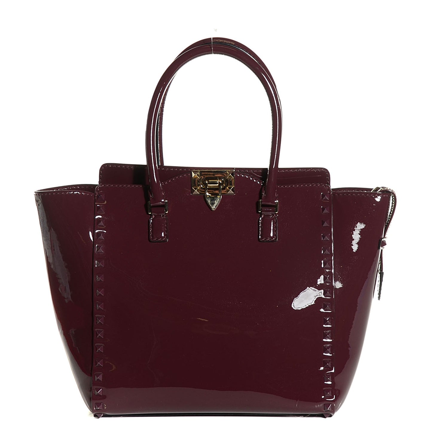 Patent Rockstud Double Handle Tote Rubin
