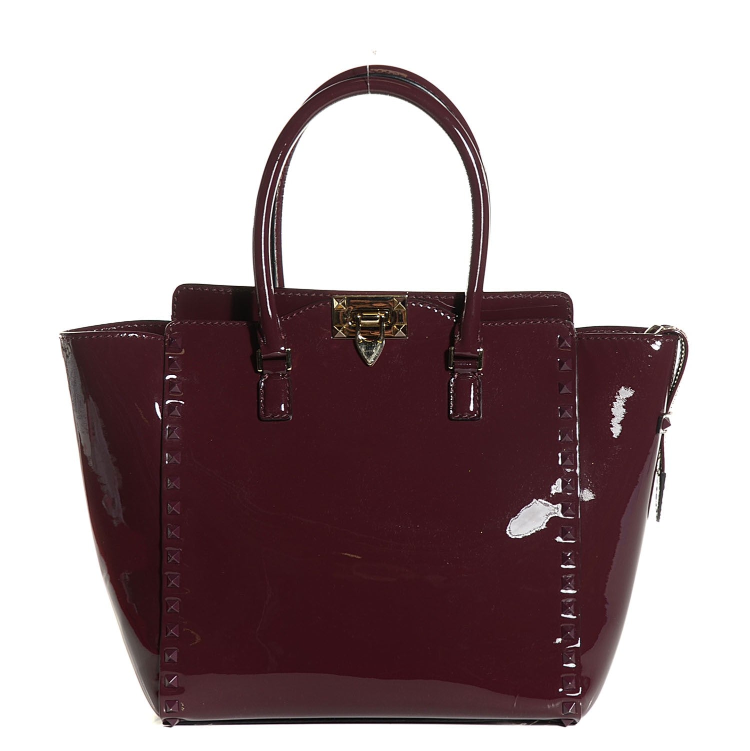 Valentino Garavani Patent Rockstud Double Handle Tote Rubin 9 of 16