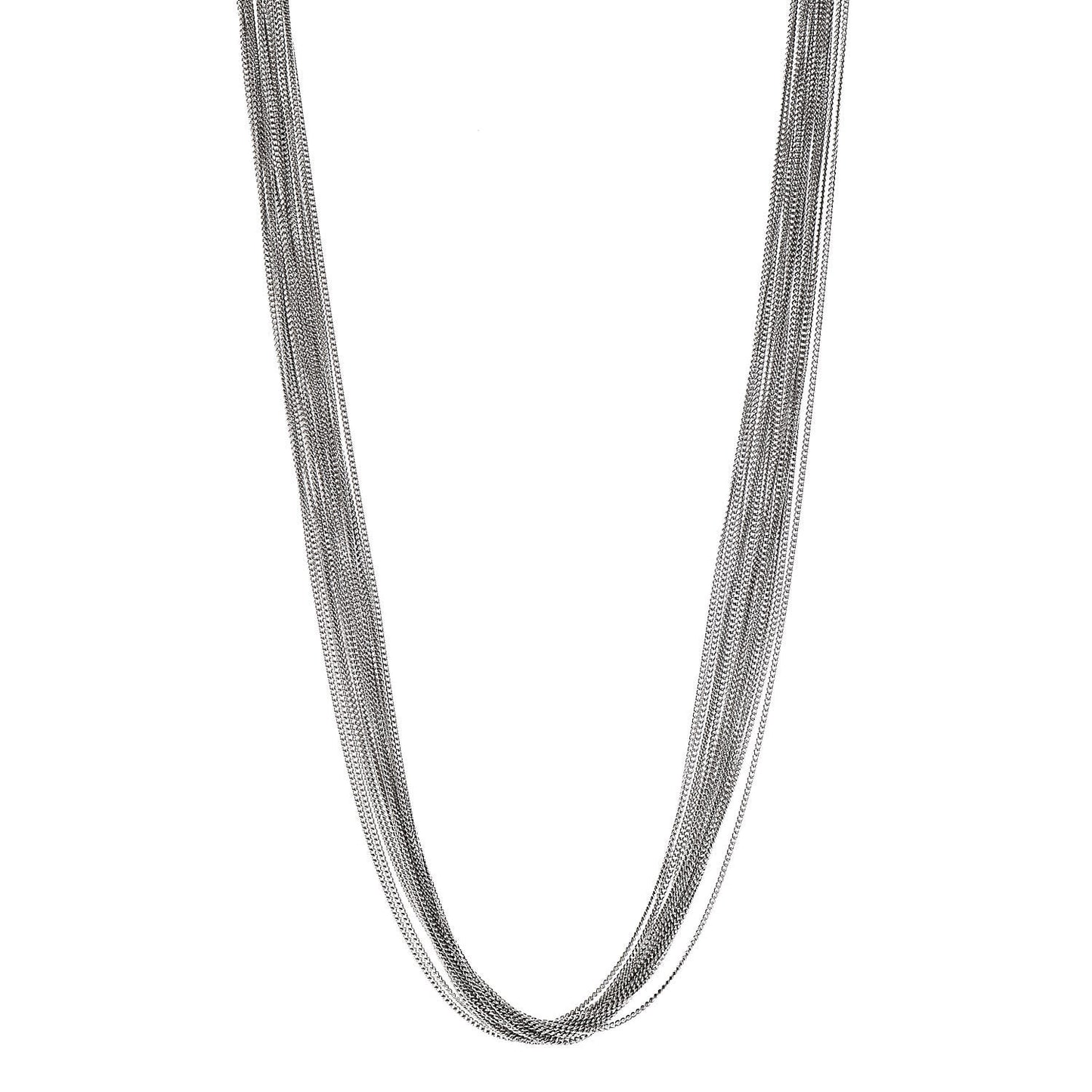 Metal Bamboo Horsebit Necklace Silver
