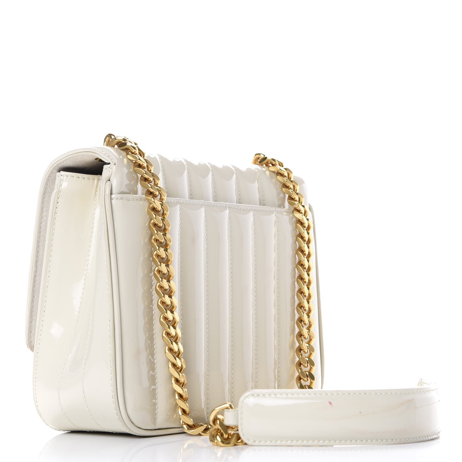 Saint Laurent Patent Calfskin Matelasse Monogram Medium Vicky Chain Bag White 2 of 12