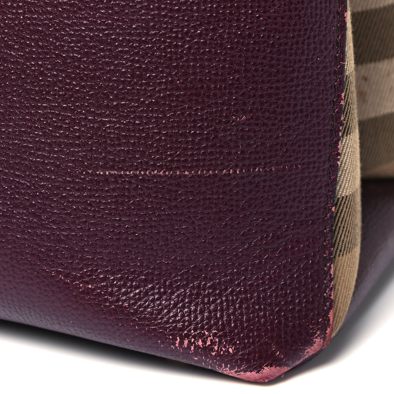 Burberry Grainy Calfskin House Check Medium Banner Tote Elderberry 15 of 15