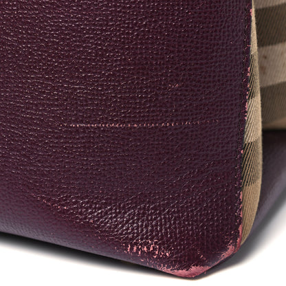 Burberry Grainy Calfskin House Check Medium Banner Tote Elderberry 15 of 15