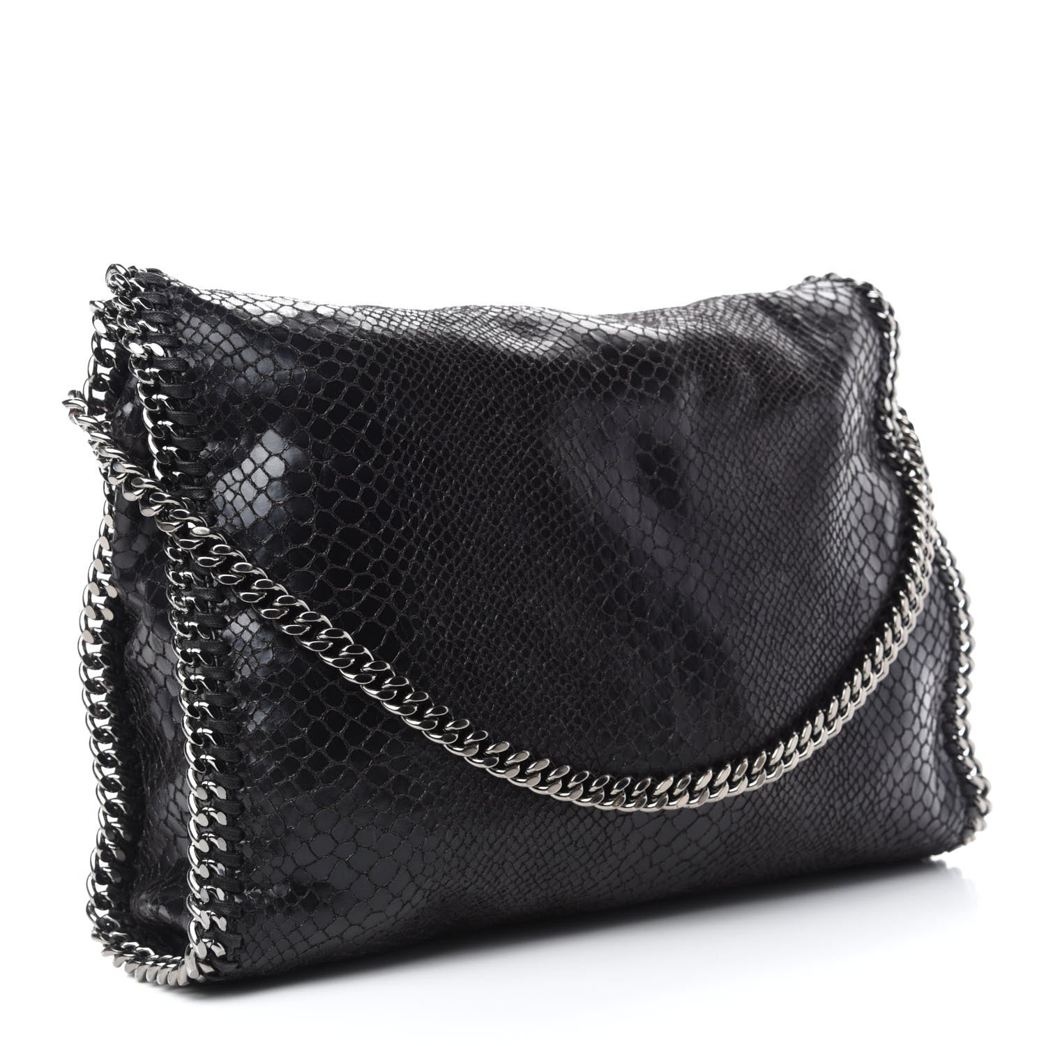 Stella McCartney Snakeskin Effect Falabella Fold Over Tote Black 3 of 11