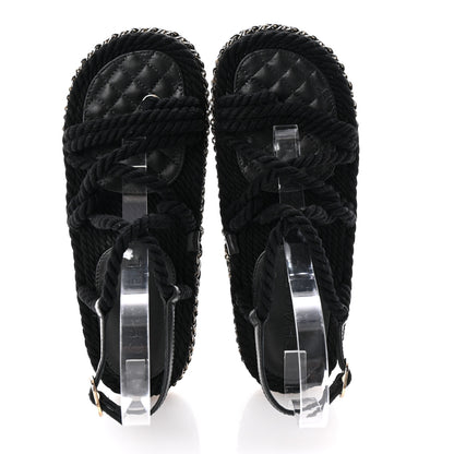 Chanel Lambskin Cord Chain CC Sandals 37 Black 2 of 9