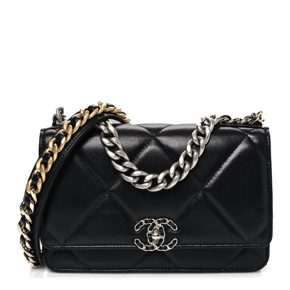 Chanel Lambskin Quilted Chanel 19 Wallet On Chain WOC Black 1 of 11
