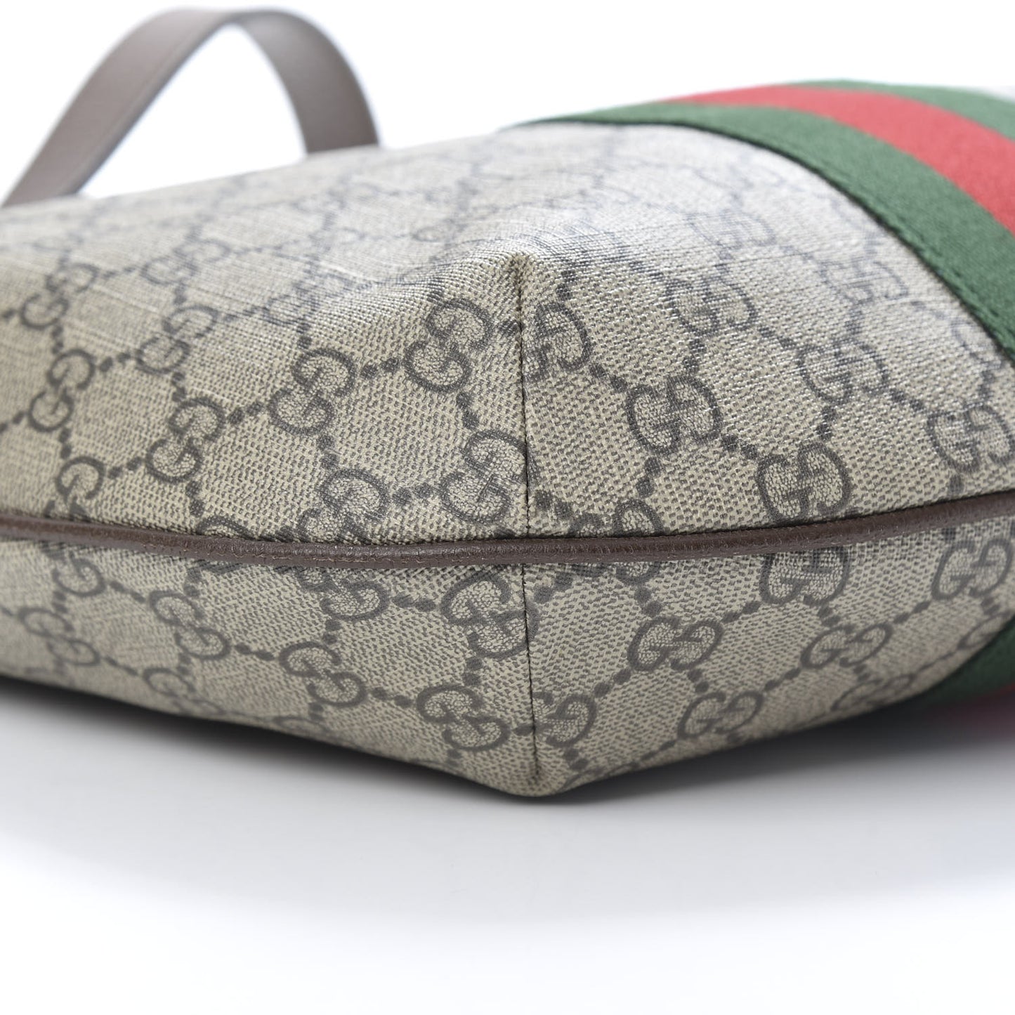 GG Supreme Monogram Web Small Ophidia Half Moon Hobo Brown