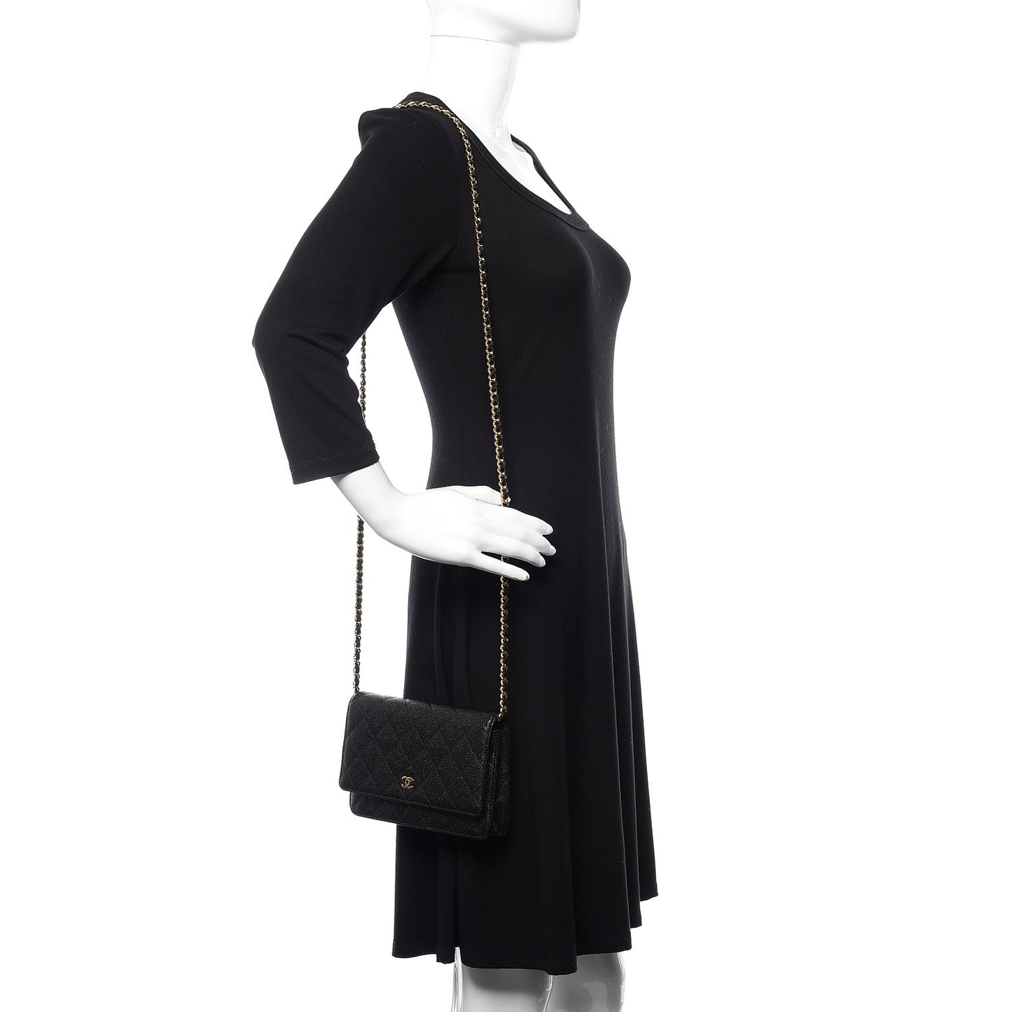 Caviar Quilted Wallet On Chain WOC Black