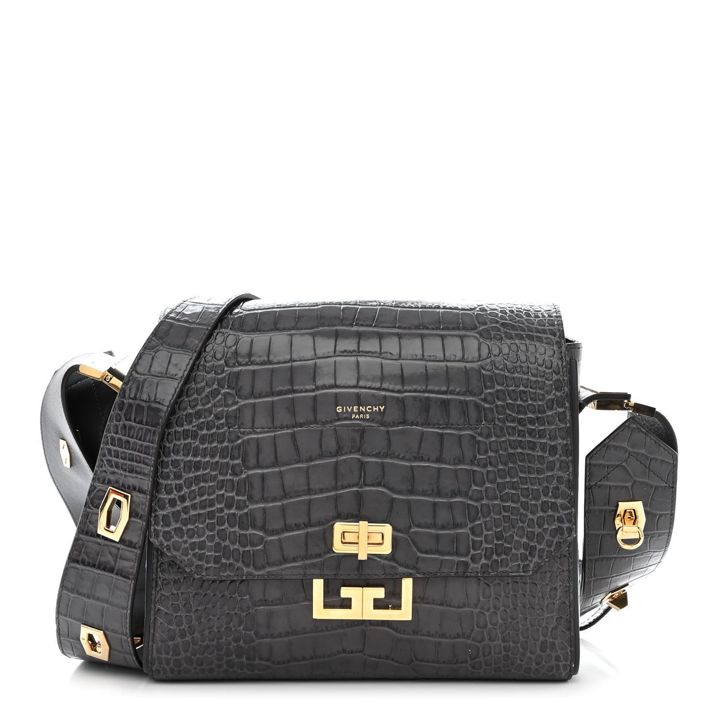 Calfskin Crocodile Embossed Medium Eden Storm Grey