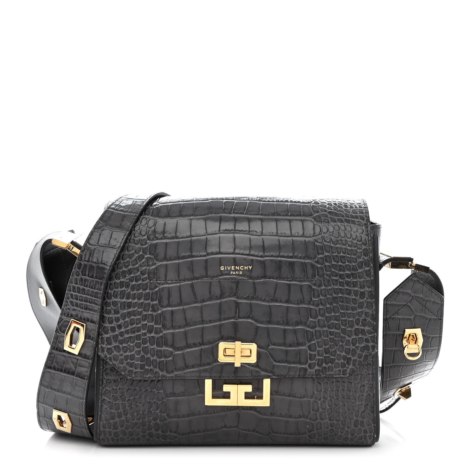 Givenchy Calfskin Crocodile Embossed Medium Eden Storm Grey 1 of 15