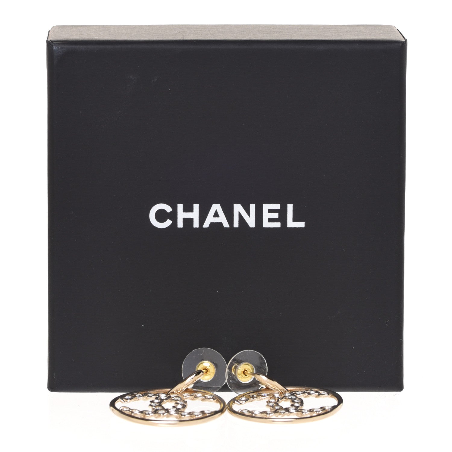 Chanel Baguette Crystal High Society CC Drop Earrings Gold 5 of 5