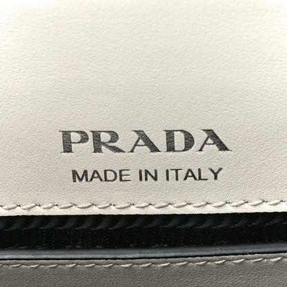 Prada City Calf Plex Ribbon Bag White Black 6 of 20
