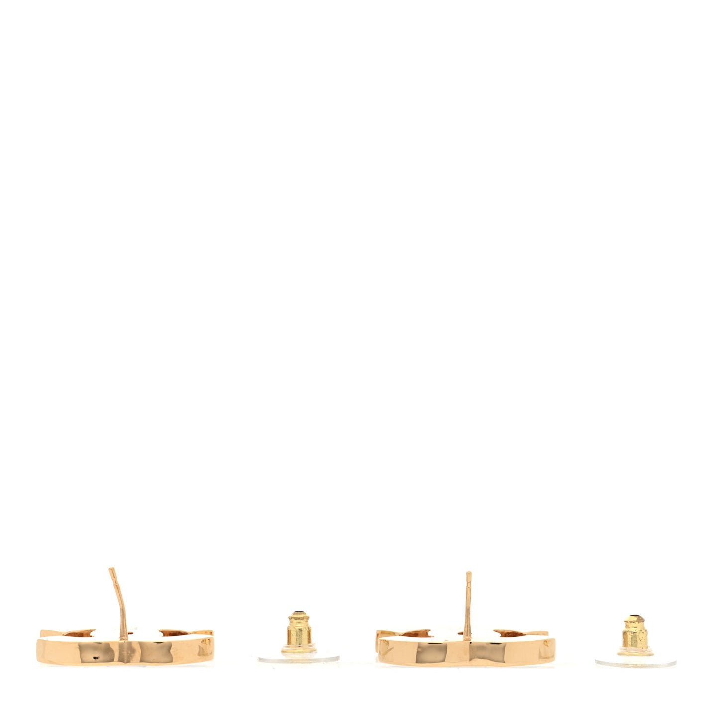 Metal Enamel CC Earrings Black Gold
