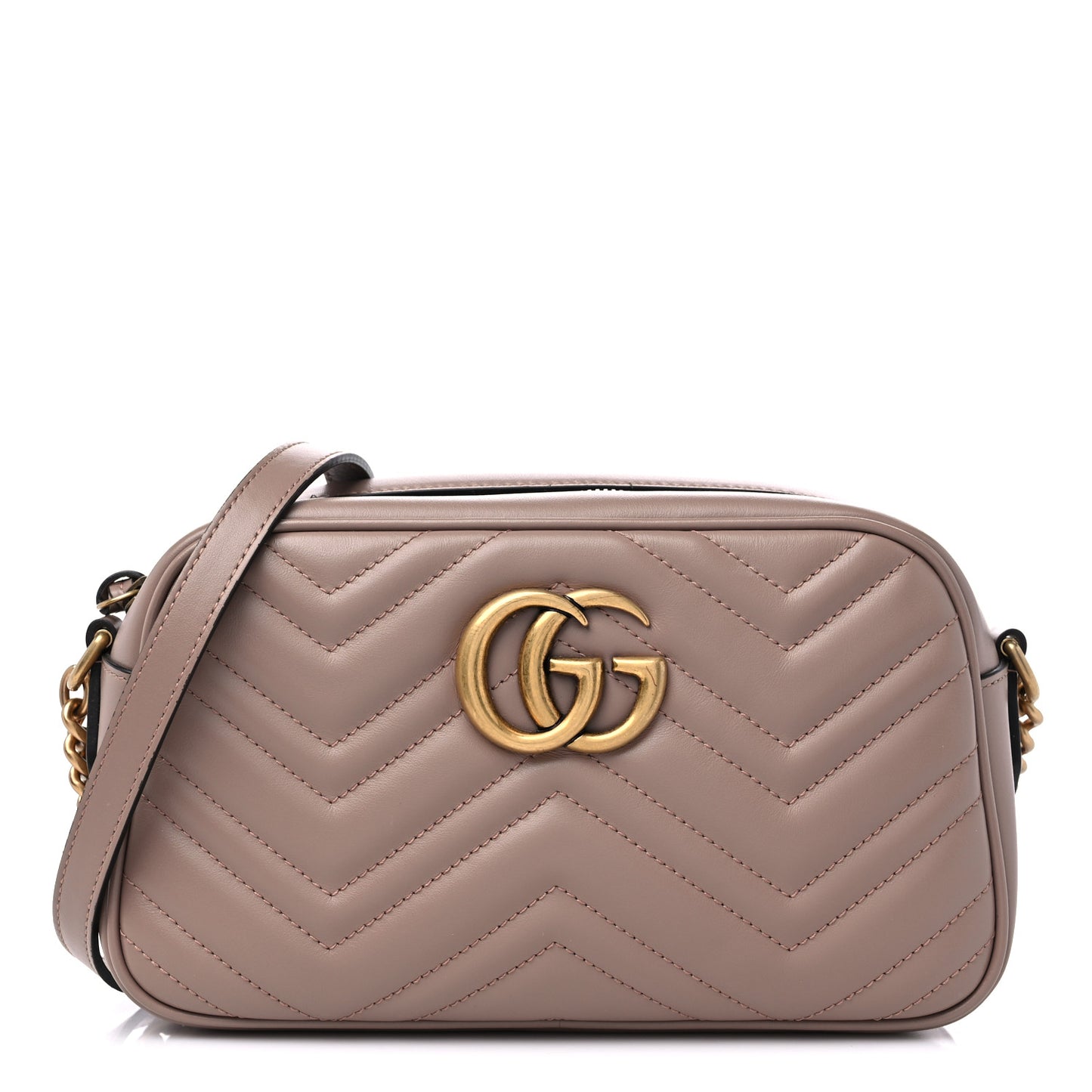 Calfskin Matelasse Small GG Marmont Chain Shoulder Bag Porcelain Rose
