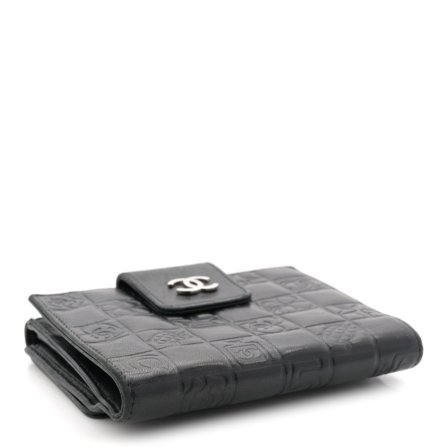 Calfskin Lucky Symbols Compact French Flap Wallet Black