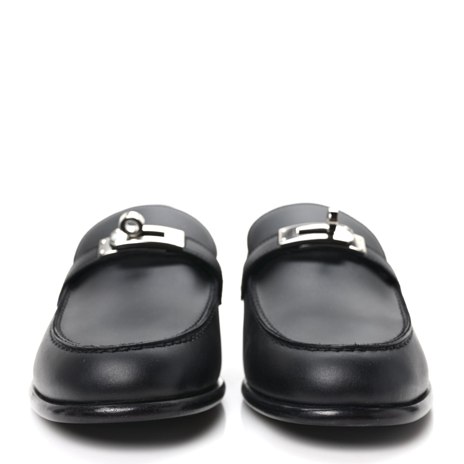 Hermes Calfskin Womens Destin Loafers 39 Black 2 of 9