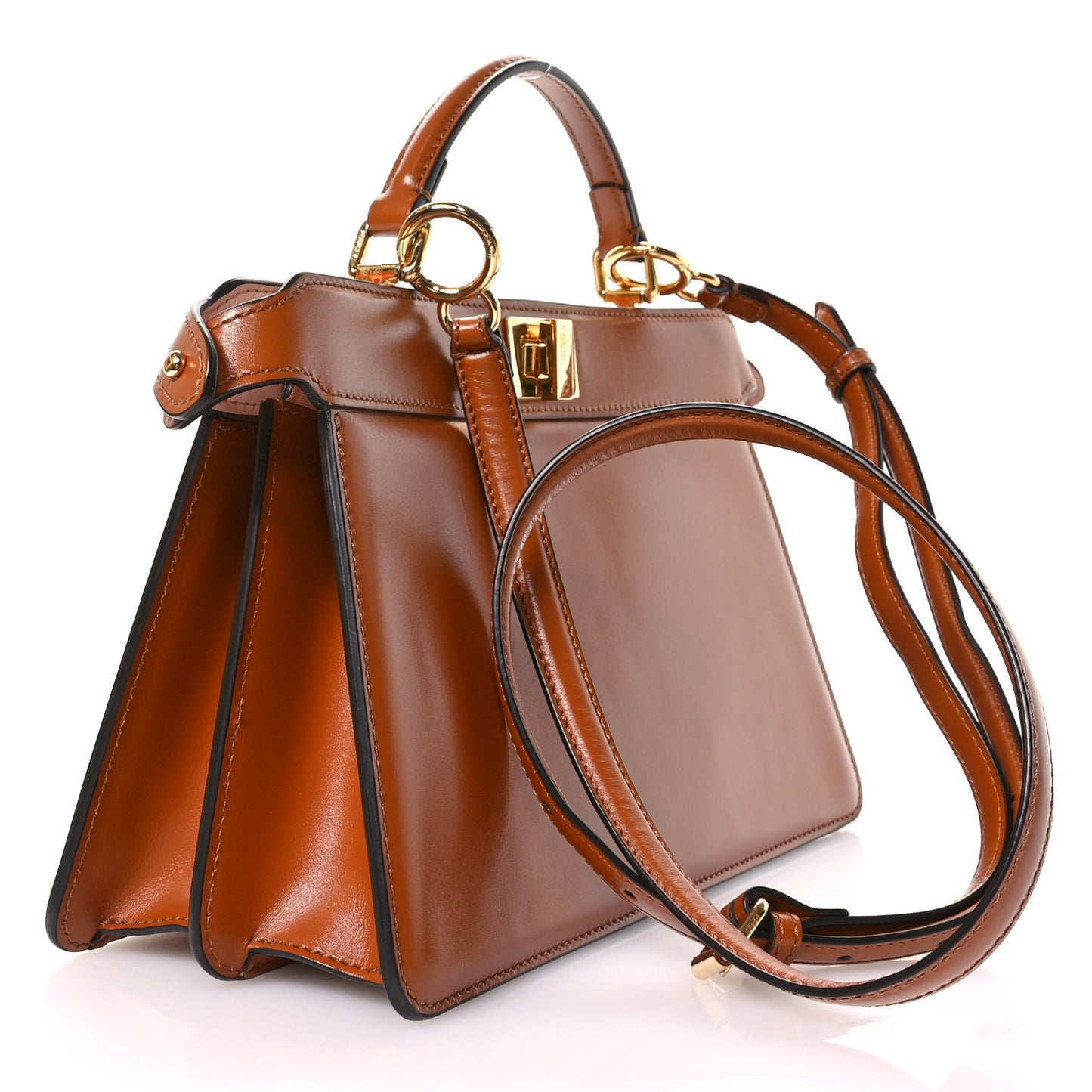 Vitello King Luxor Shiny Nappa Medium Peekaboo I SEE U East West Satchel Brandy Light Rose