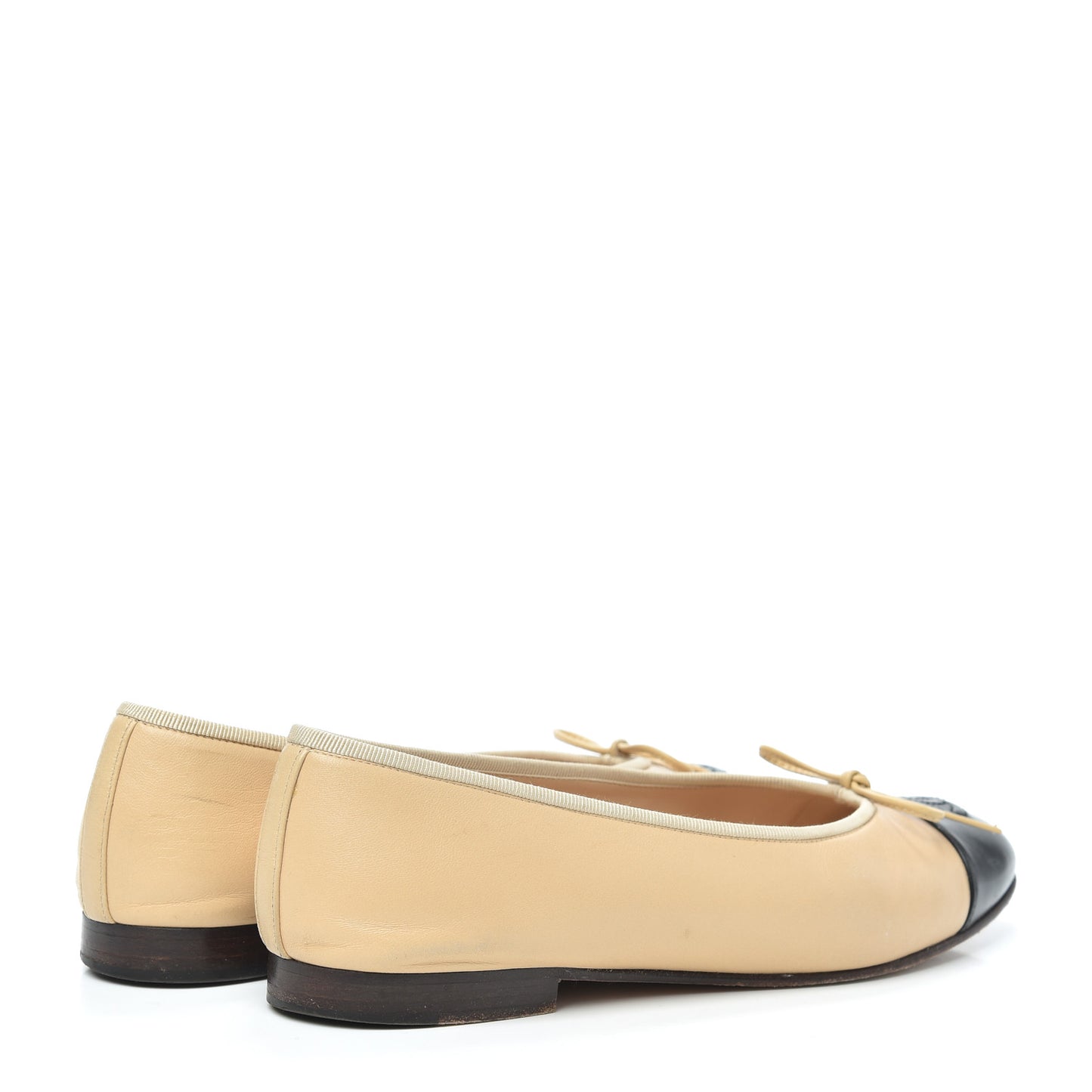 Lambskin Cap Toe CC Ballerina Flats 39 Beige Black