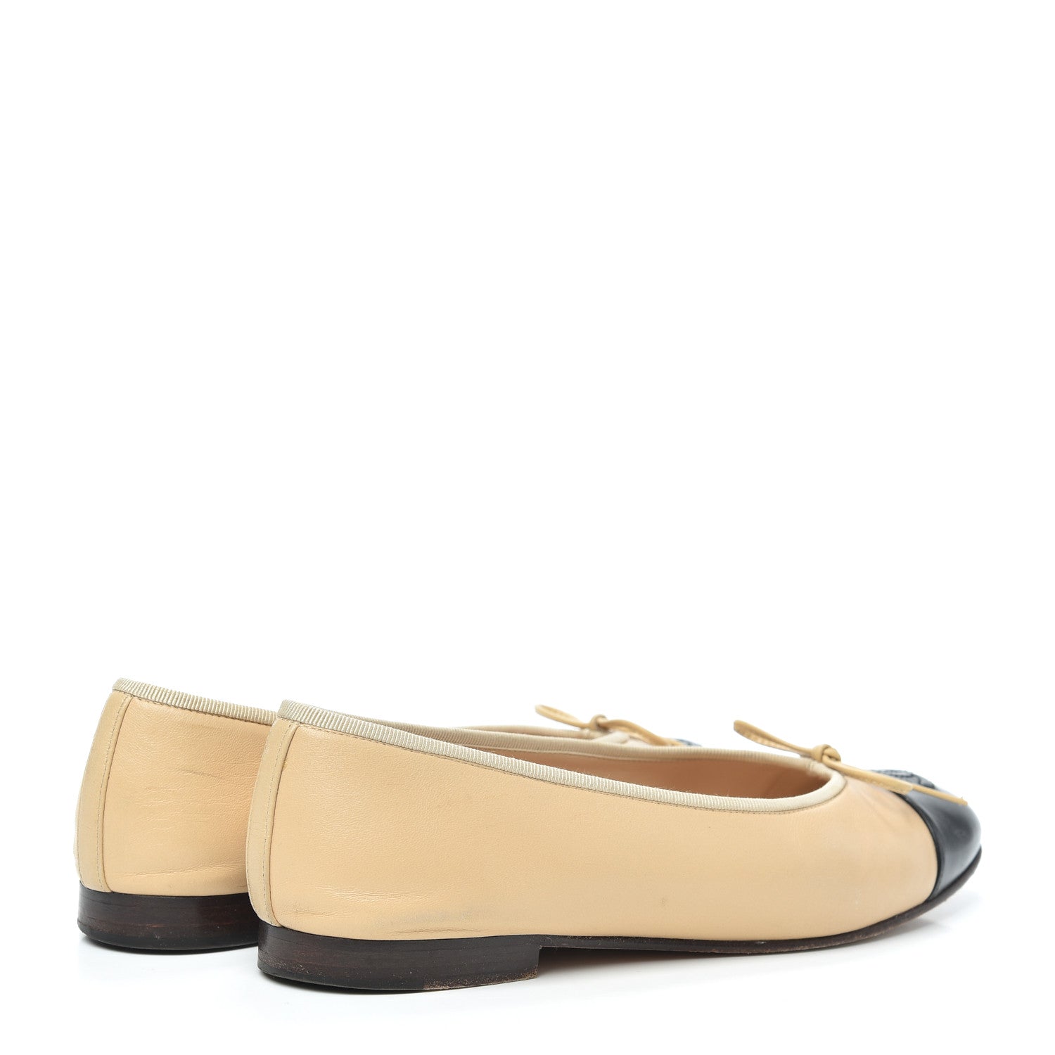Chanel Lambskin Cap Toe CC Ballerina Flats 39 Beige Black 4 of 7
