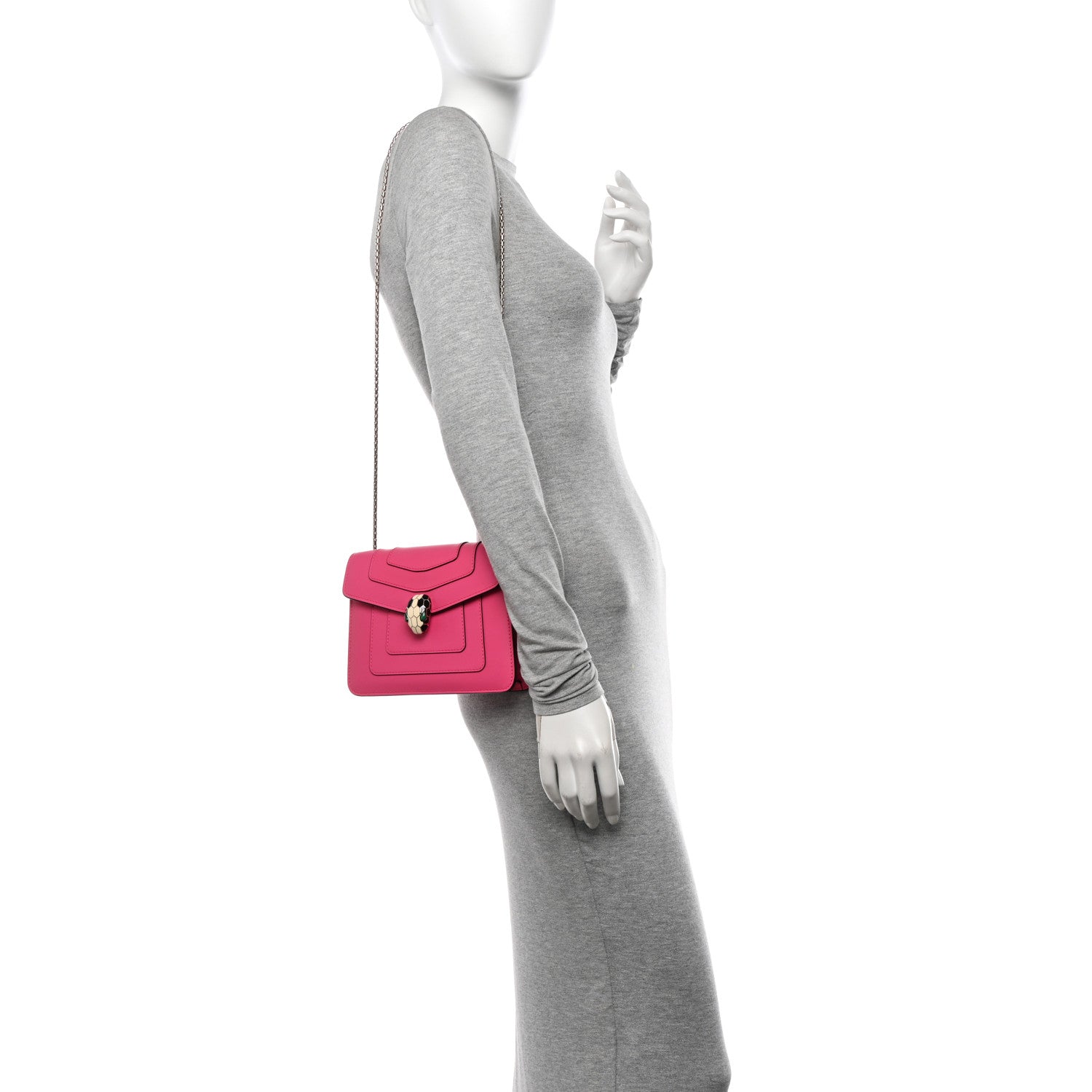 Bulgari Calfskin Small Serpenti Forever Snake Strap Crossbody Bag Pink 2 of 11