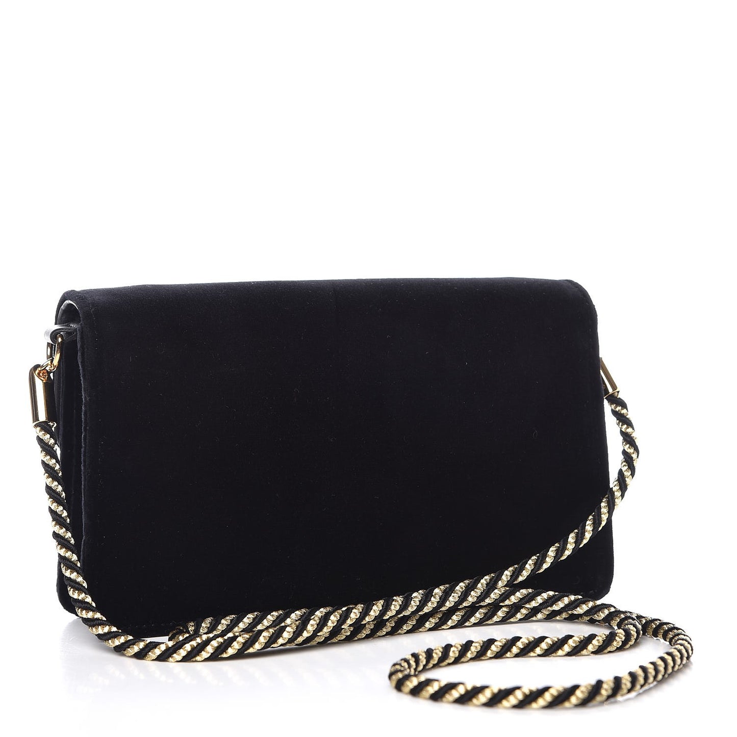 Velvet Crystal Square G Shoulder Bag Black