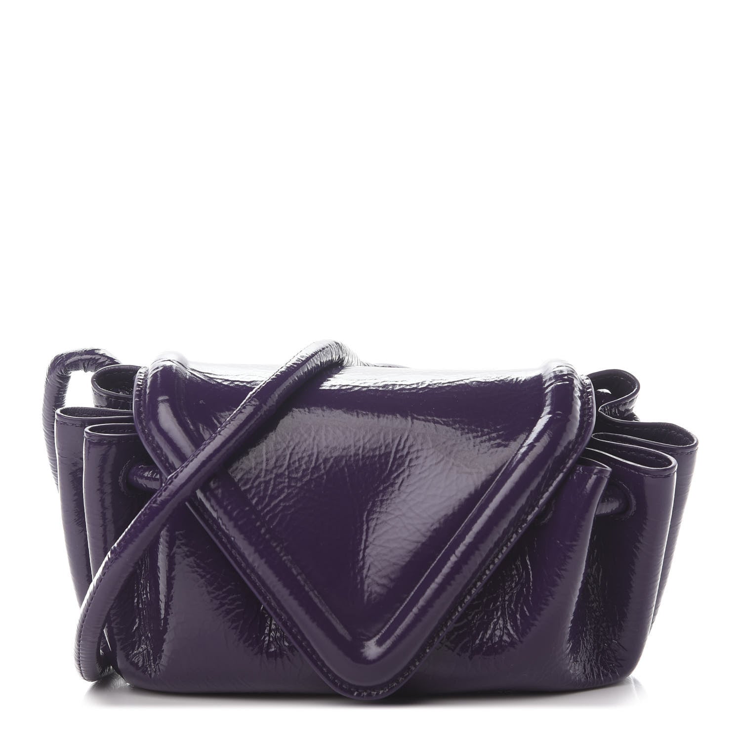 Bottega Veneta Patent Deerskin Small Beak Triangle Flap Shoulder Bag Raisin 1 of 8