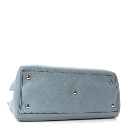 Gucci Pebbled Calfskin Medium Bamboo Shopper Tote Light Blue 4 of 10