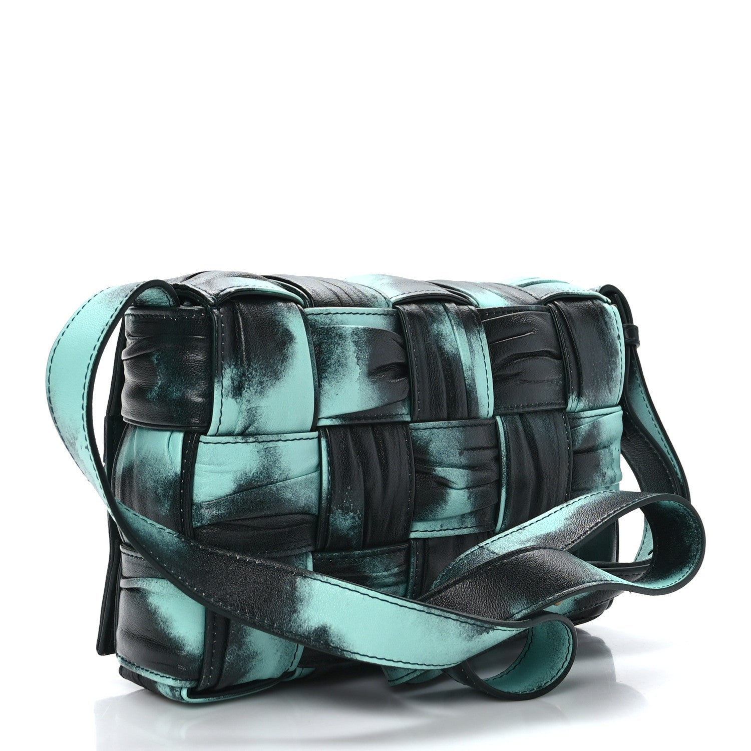 Bottega Veneta Foulard Tie Dye Maxi Intrecciato Padded Cassette Crossbody Bag Celadon Inkwell 3 of 8