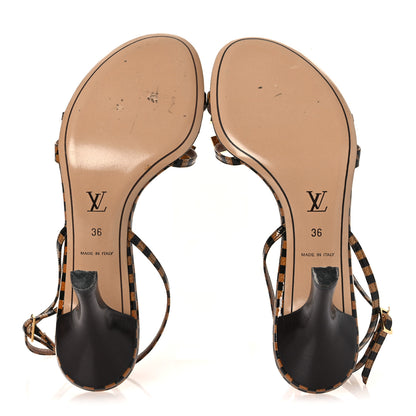 Louis Vuitton Patent Suede Damier Bow Ankle Wrap Sandals 36 7 of 11