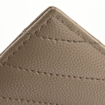 Saint Laurent Grain De Poudre Matelasse Chevron Monogram Credit Card Case Nude Powder 8 of 13