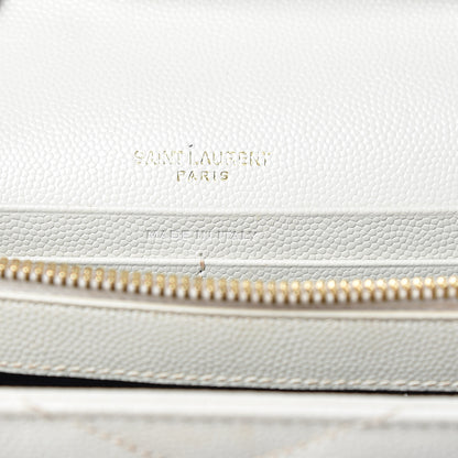 Saint Laurent Grain De Poudre Matelasse Chevron Monogram Chain Wallet Porcellana 8 of 8