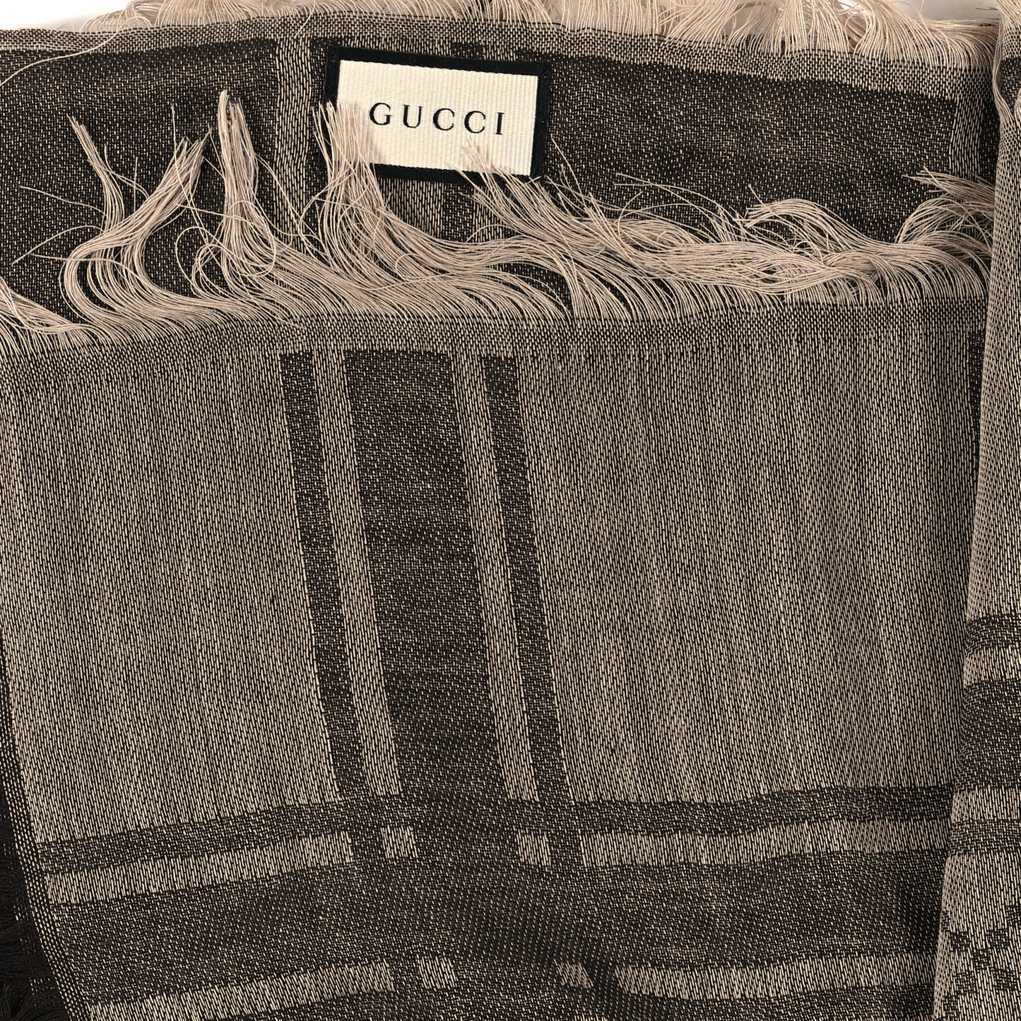 Wool Silk GG Monogram Diamante Plaid Surviee Shawl Beige Dark Brown