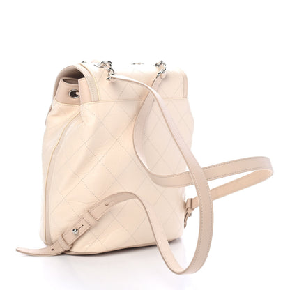 Chanel Crumpled Grained Calfskin Quilted Backpack Beige Ivory 2 of 4