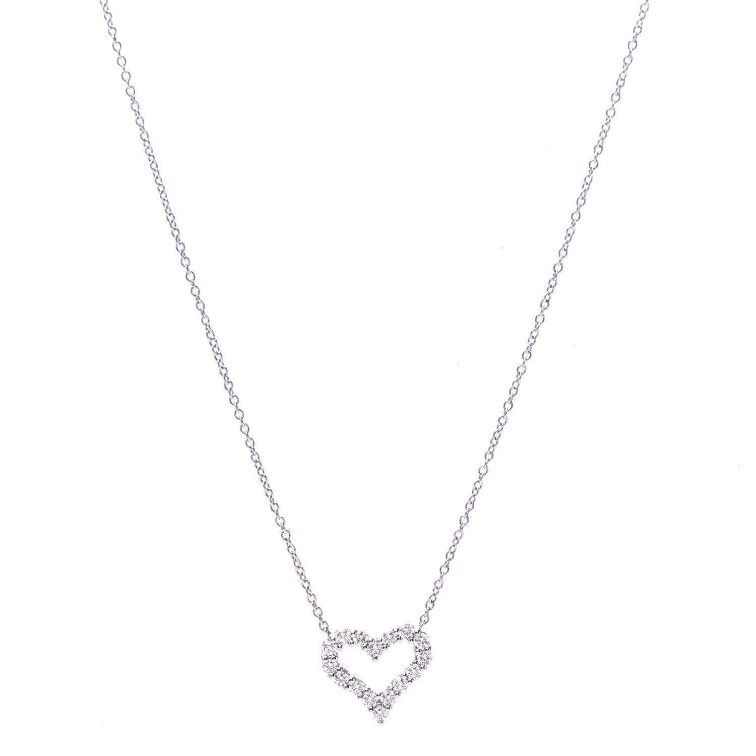 Tiffany Platinum Diamond Mini Heart Pendant Necklace 1 of 6