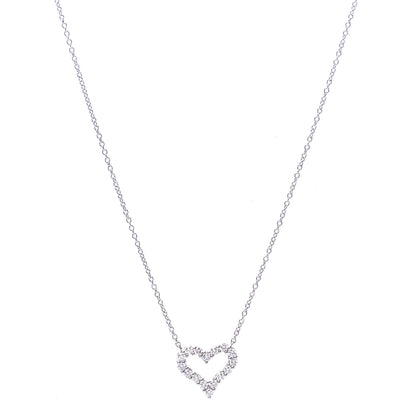 Tiffany Platinum Diamond Mini Heart Pendant Necklace 1 of 6