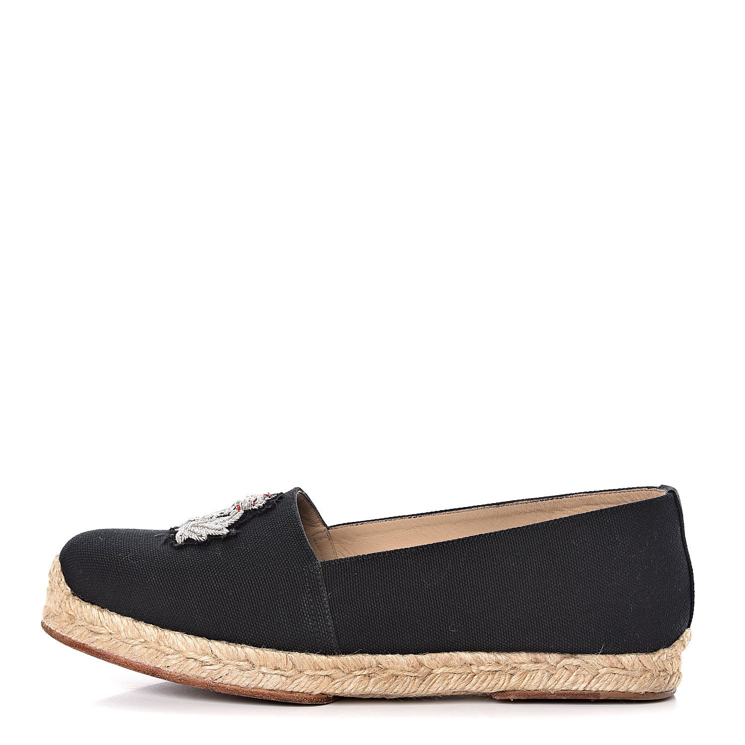 Christian Louboutin Olana Canvas Galia Flat Espadrilles 37 Black 1 of 10