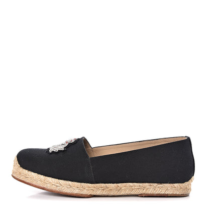 Christian Louboutin Olana Canvas Galia Flat Espadrilles 37 Black 1 of 10