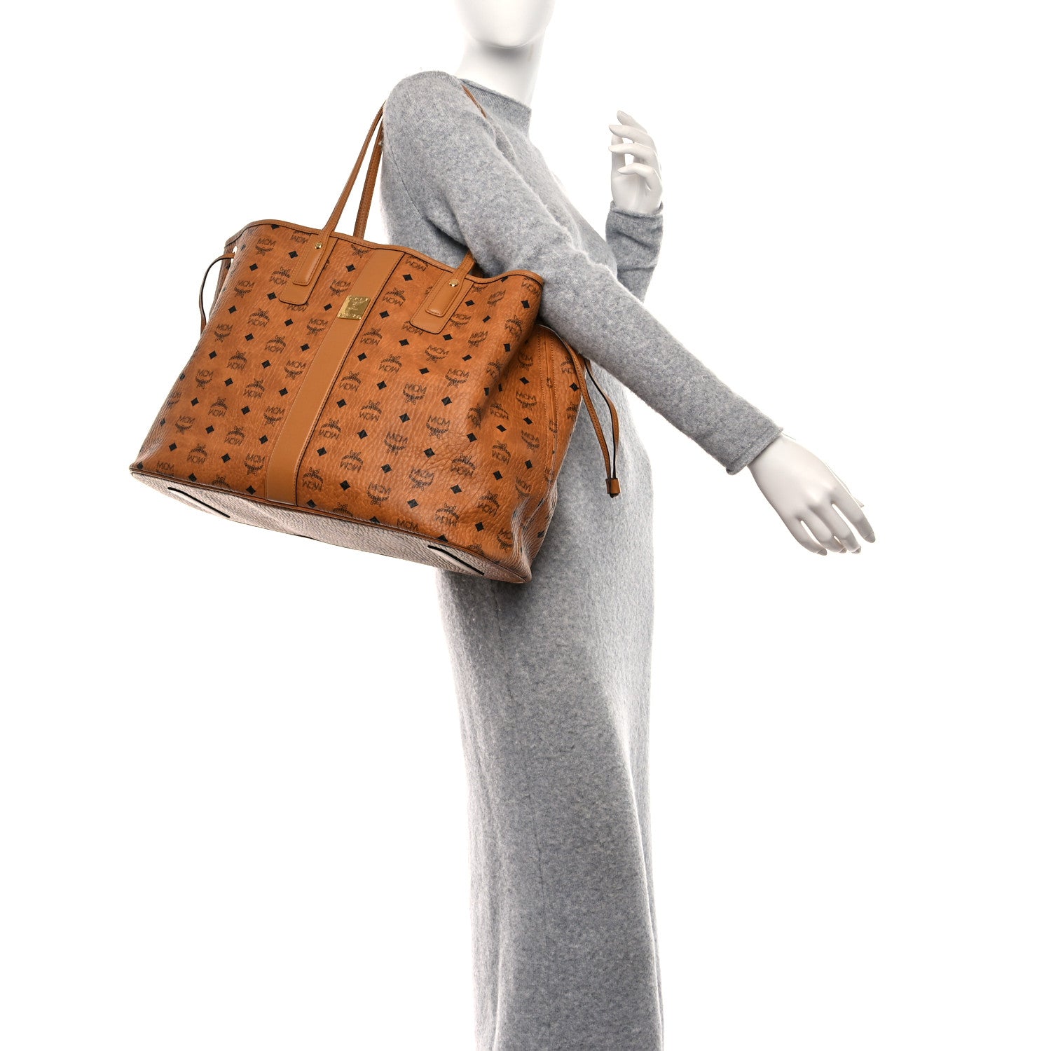 MCM Visetos Large Liz Reversible Shopper Tote Cognac 2 of 17