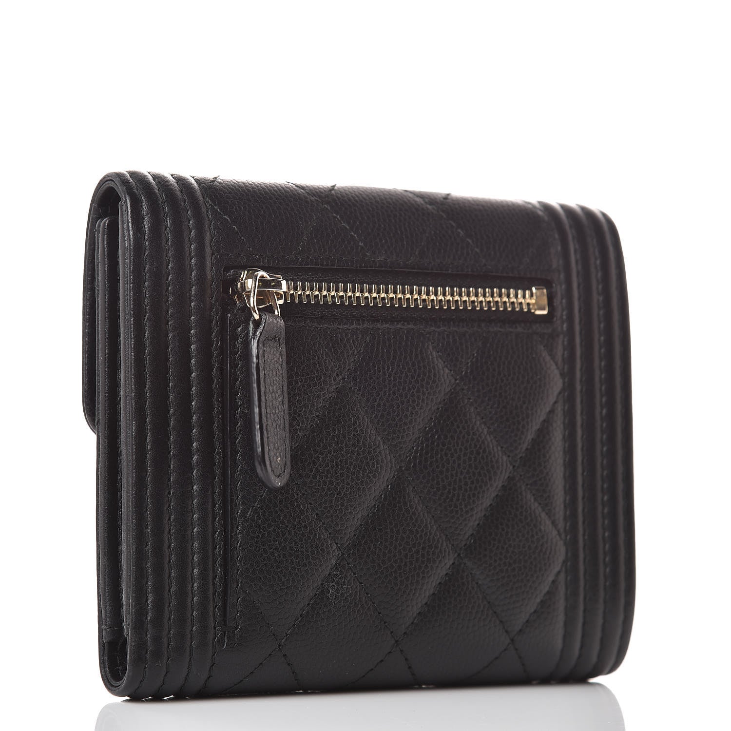 Chanel Caviar Quilted Compact Boy Wallet Black 3 of 9