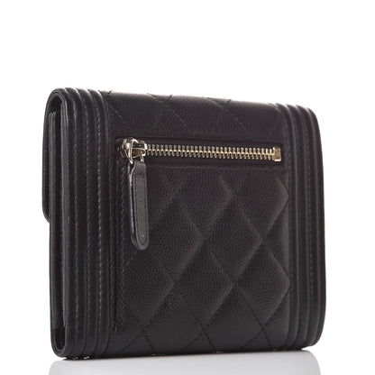 Chanel Caviar Quilted Compact Boy Wallet Black 3 of 9