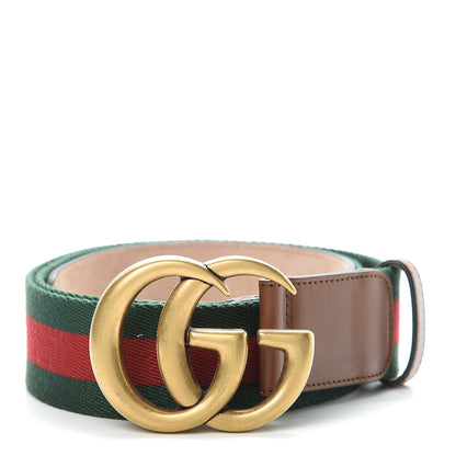 Gucci Nylon Calfskin Double G Web 40mm Belt 95 38 Green Red Cuir 1 of 8