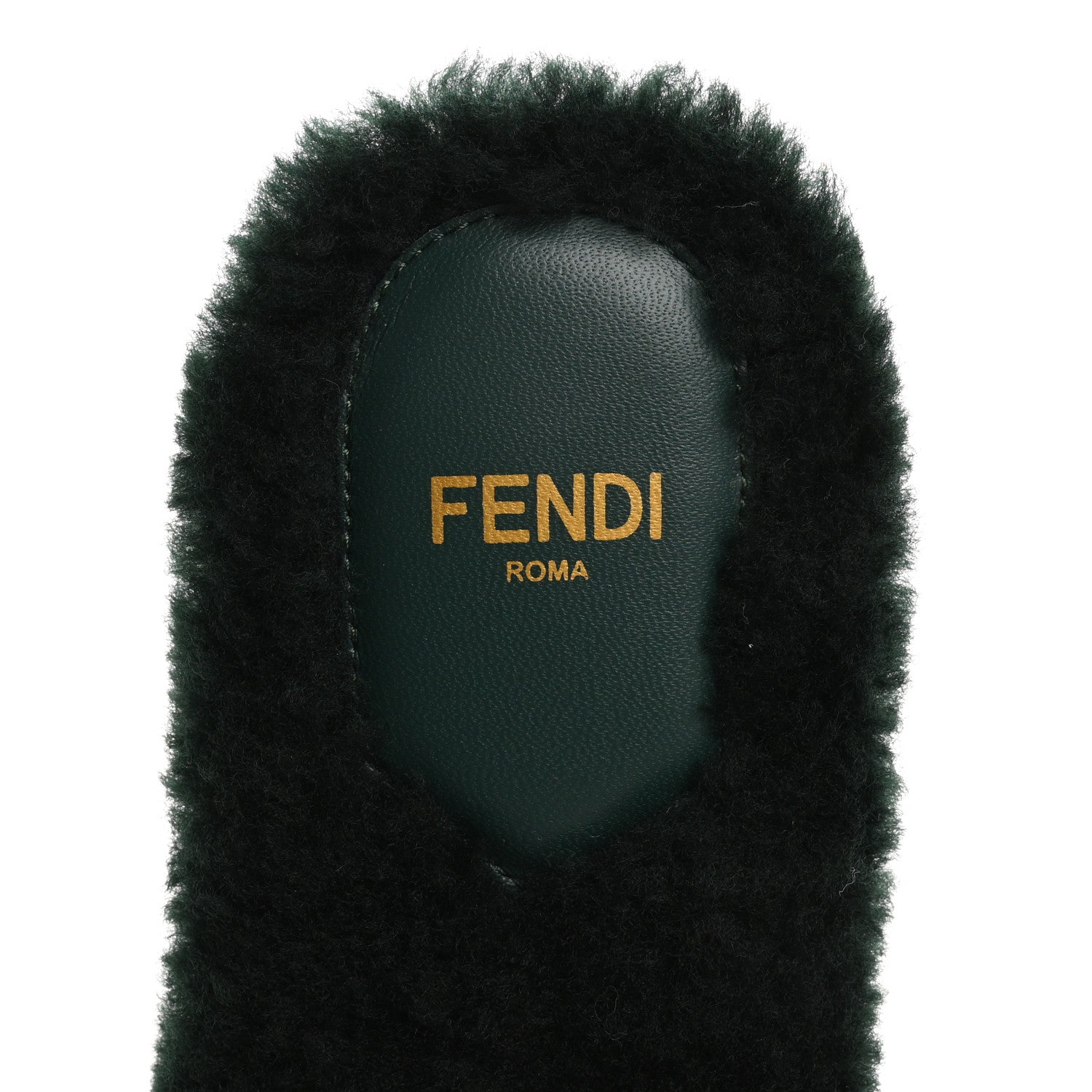Fendi Shearling FF Baguette Slide Sandals 37 Salvia 7 of 8