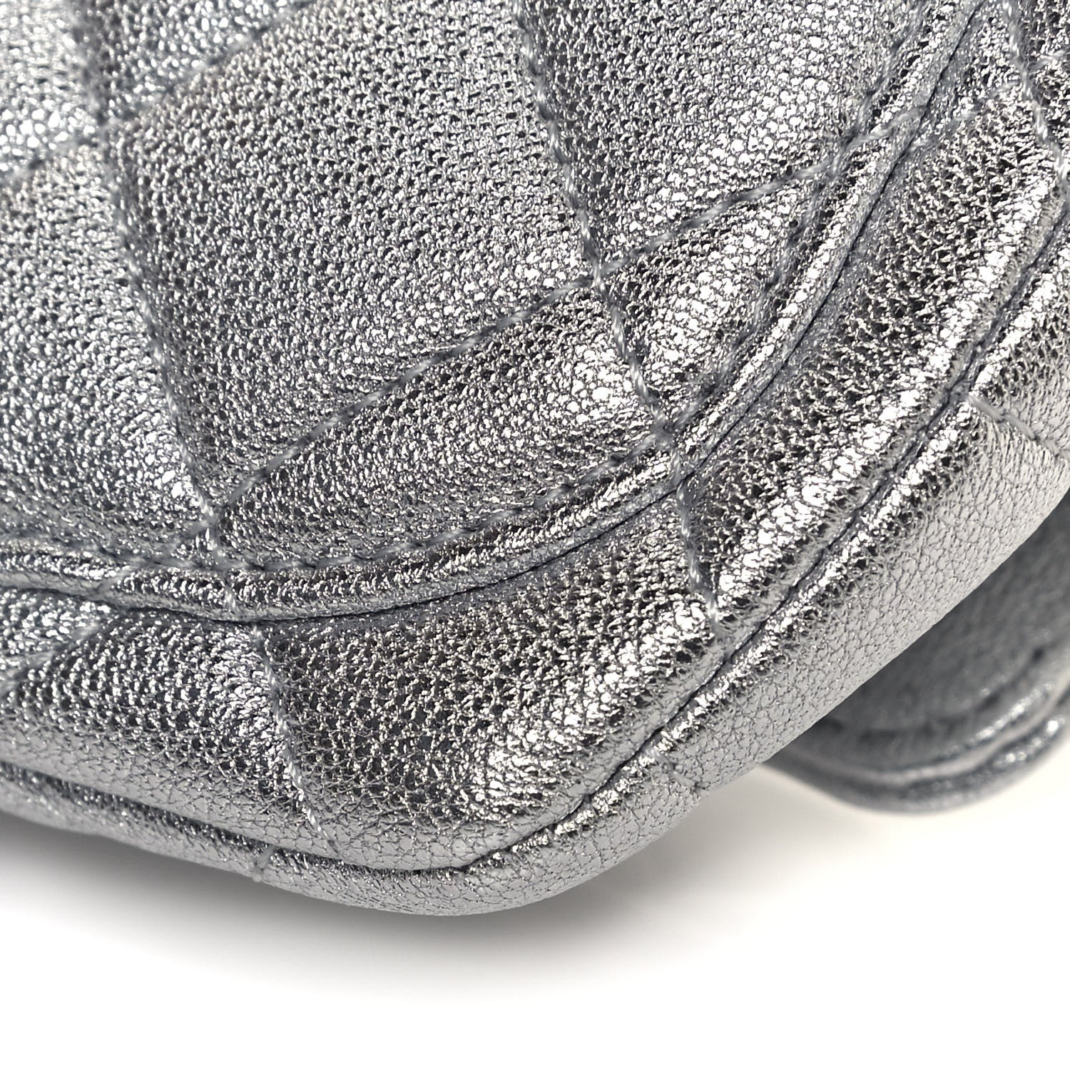 Chanel Metallic Lambskin Quilted Glasses Case With Chain Silver 13 of 14