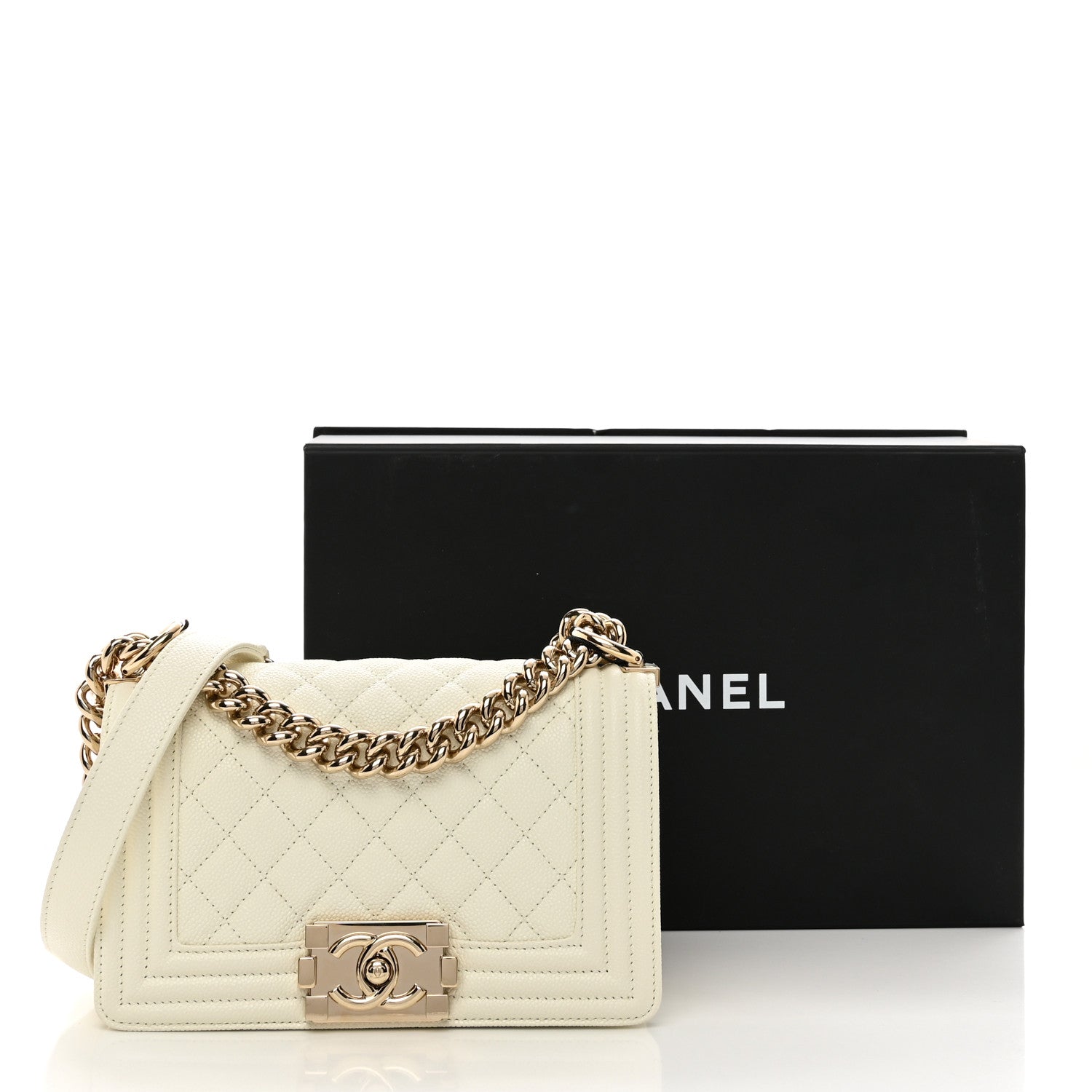 Chanel Caviar Quilted Small Boy Flap White 11 of 11