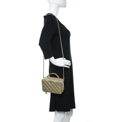 Chanel Metallic Lambskin Quilted Top Handle Vanity Case Gold 2 of 11