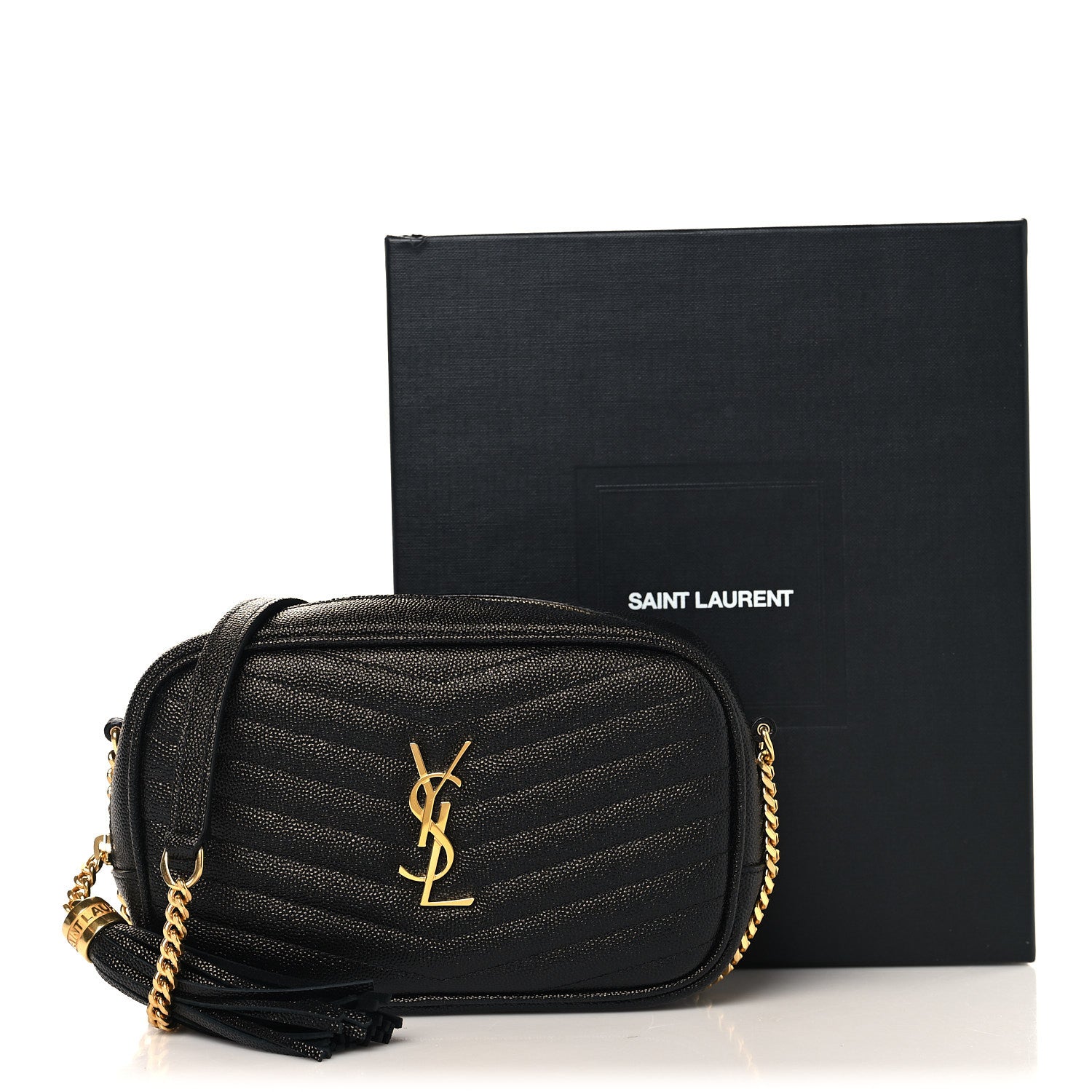 Saint Laurent Grain De Poudre Matelasse Monogram Mini Lou Camera Bag Black 11 of 11