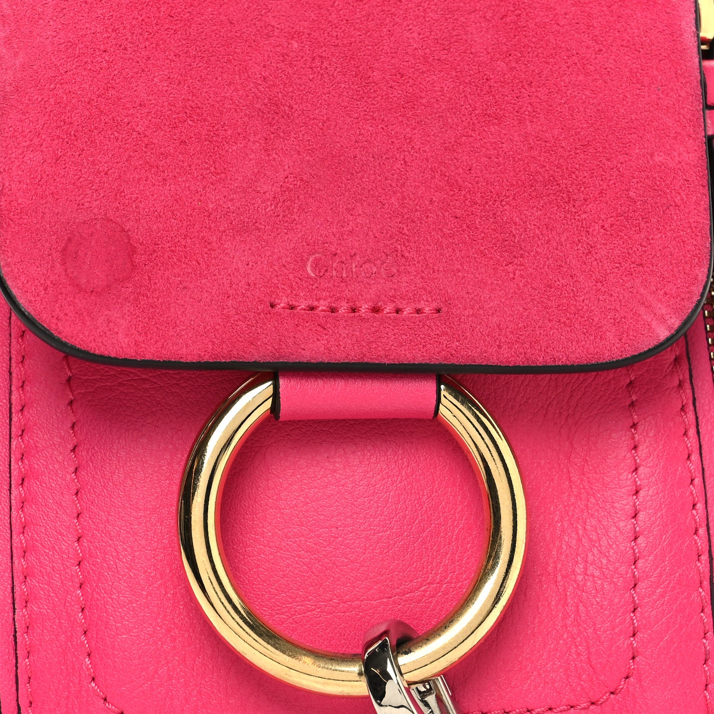 Suede Calfskin Mini Faye Backpack Fuchsia Rose