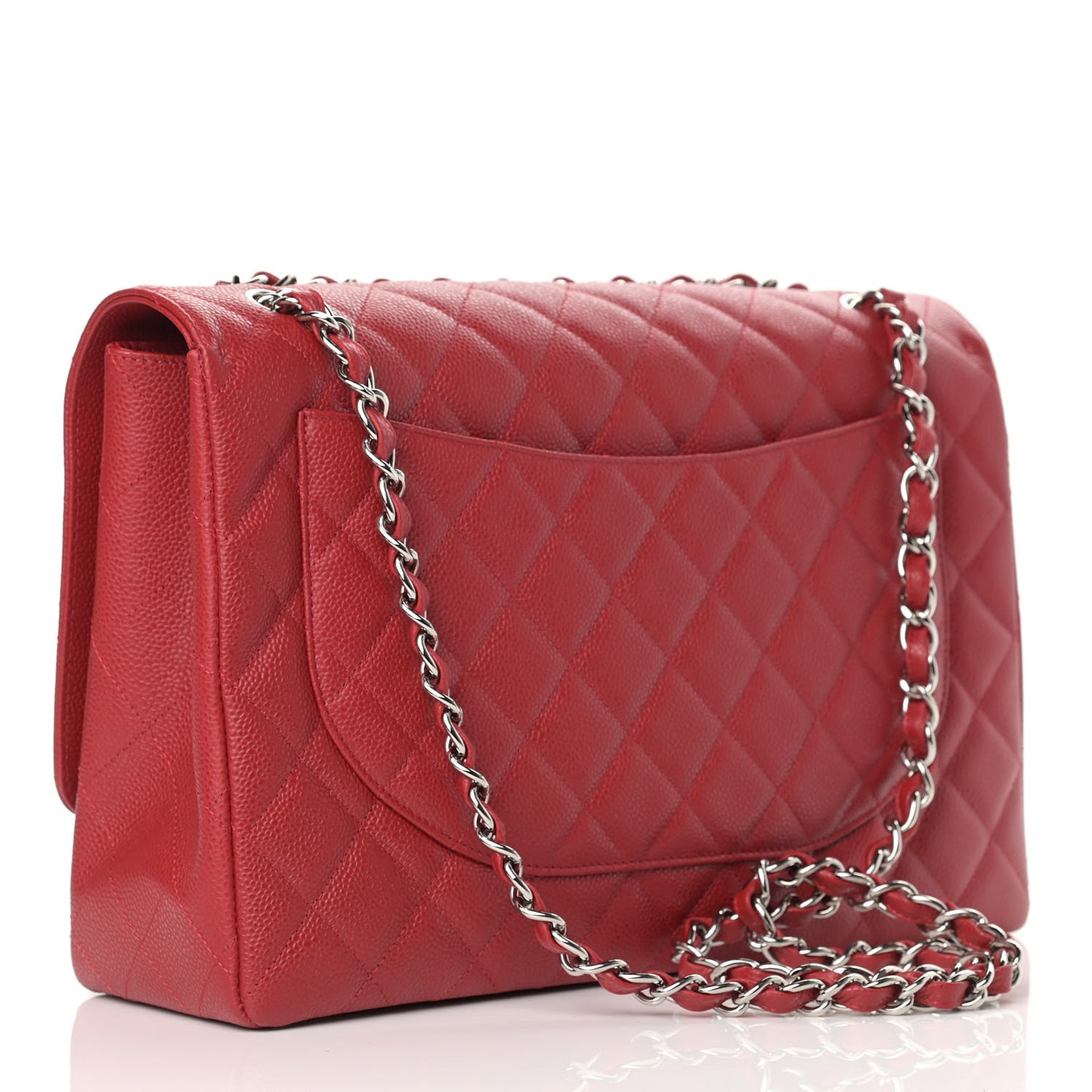 Caviar Quilted Maxi Single Flap Red