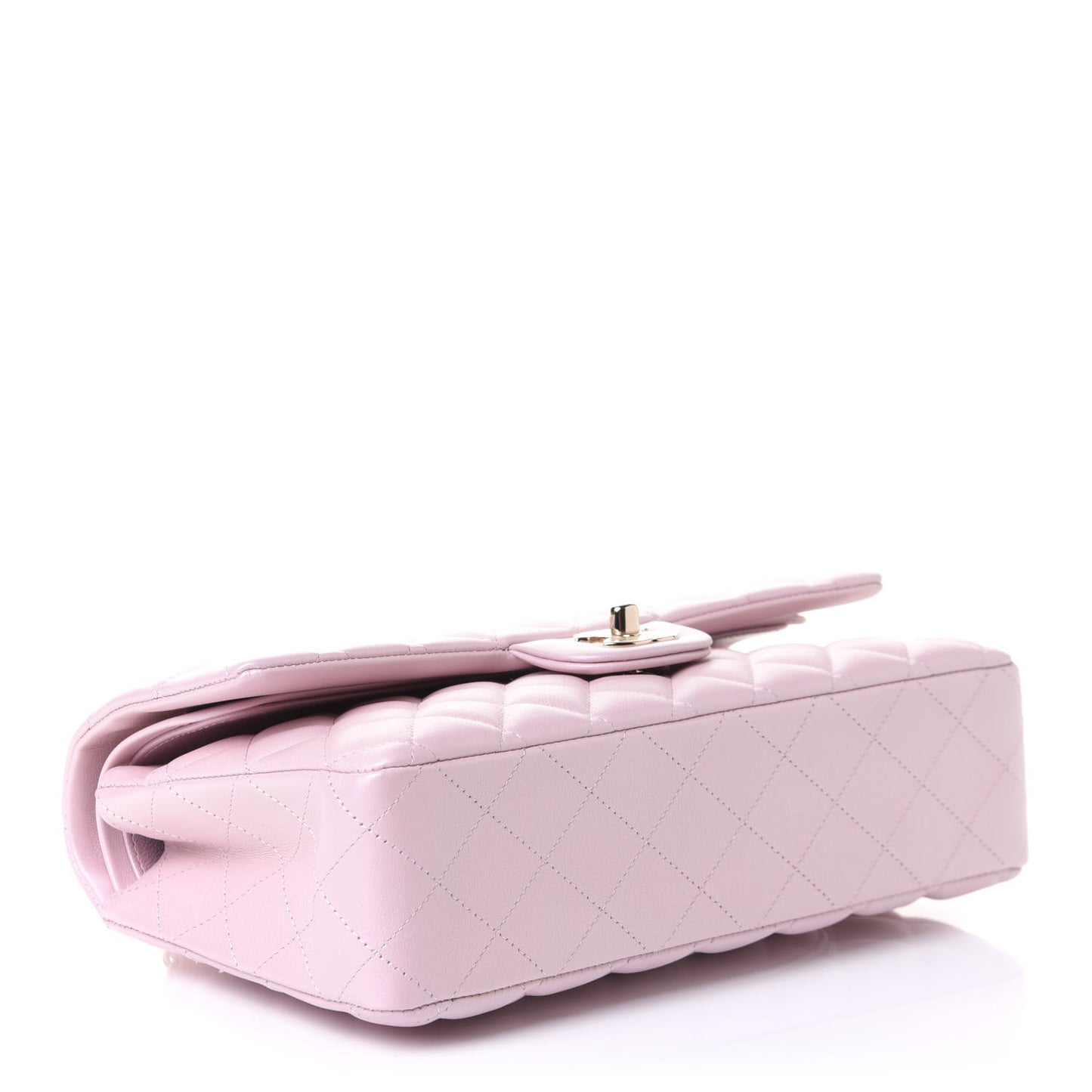 Iridescent Calfskin Quilted Medium Double Flap Light Pink