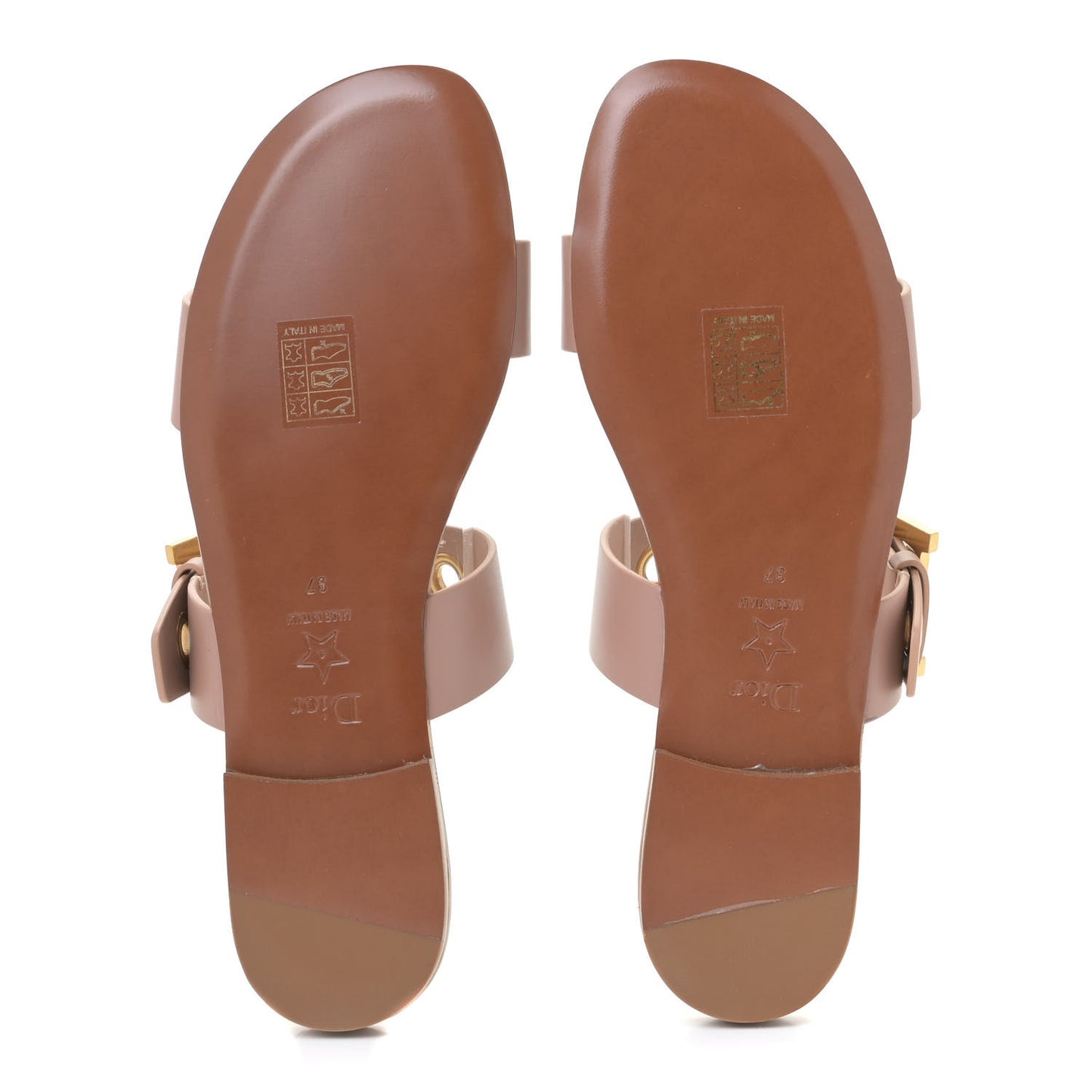 Calfskin D-Dior Slide Sandals 37 Rose De Vents